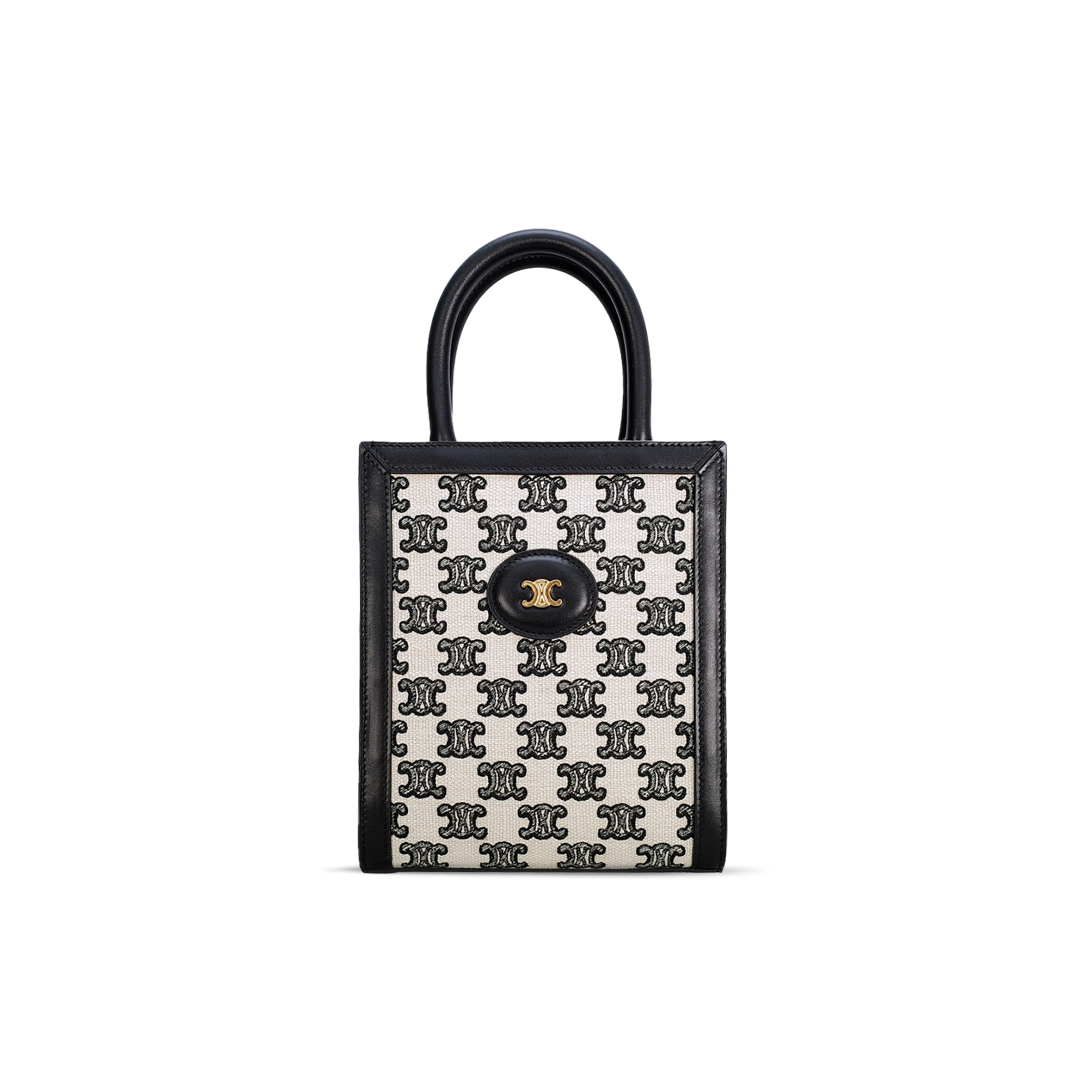 CELINE MINI TOTE IN CABAS TRIOMPHE CANVAS AND CALFSKIN 193302CSU.38NA (21*17*4cm)